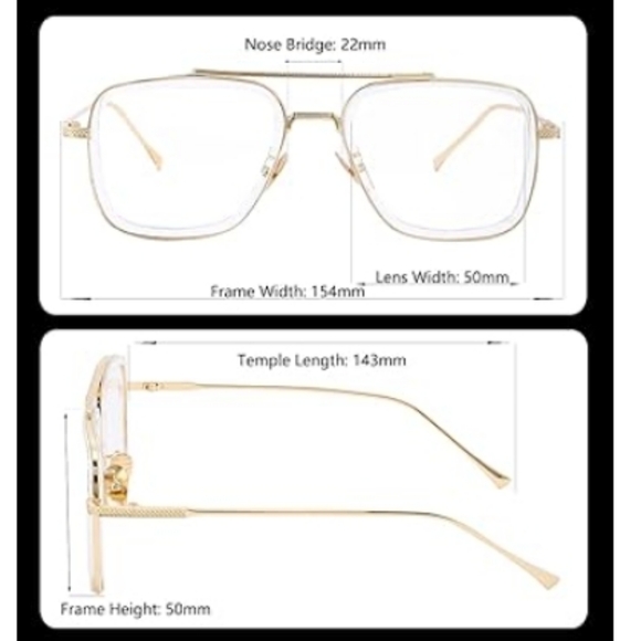 Blue Light Blocking Metal Frame Non-Prescription Eyeglasses Gold - Picture 5 of 5